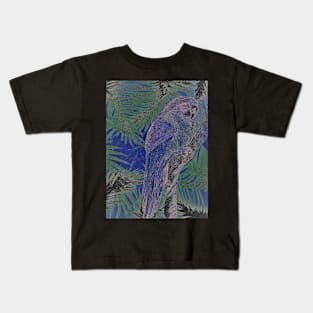 BLUE MACAW TROPICAL POSTER DECO ART PRINT PARROT VINTAGE DESIGN Kids T-Shirt